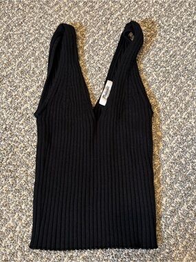 Madewell Black Ribbed V-Neck Sweater Knitted Tank